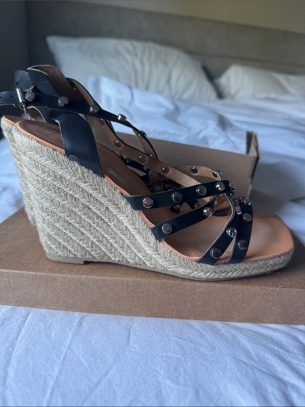 Black Studded Dolce Vita Espadrille Wedge Sandals